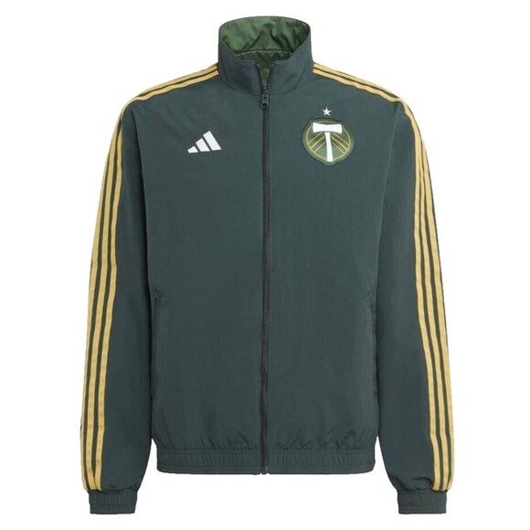 NWT ADIDAS Mens Jacket Large Green MLS Portland Timbers Anthem Reversible $110 - Picture 2 of 11